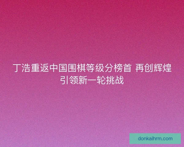 丁浩重返中国围棋等级分榜首 再创辉煌引领新一轮挑战